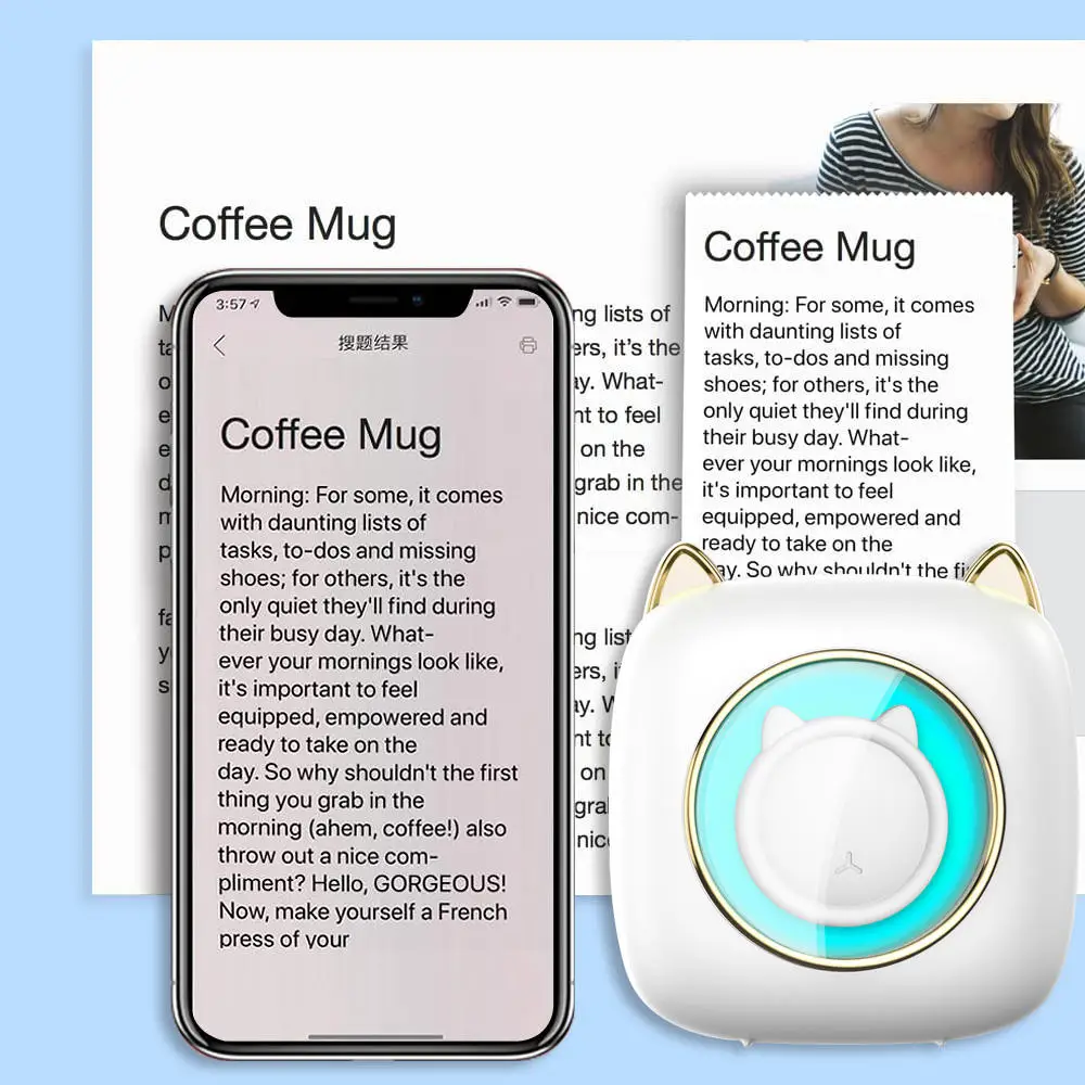 

Mini Portable Printer Pocket Wireless Smart Inkless Printer Label Photo Printing 57mm Thermal Paper Printer