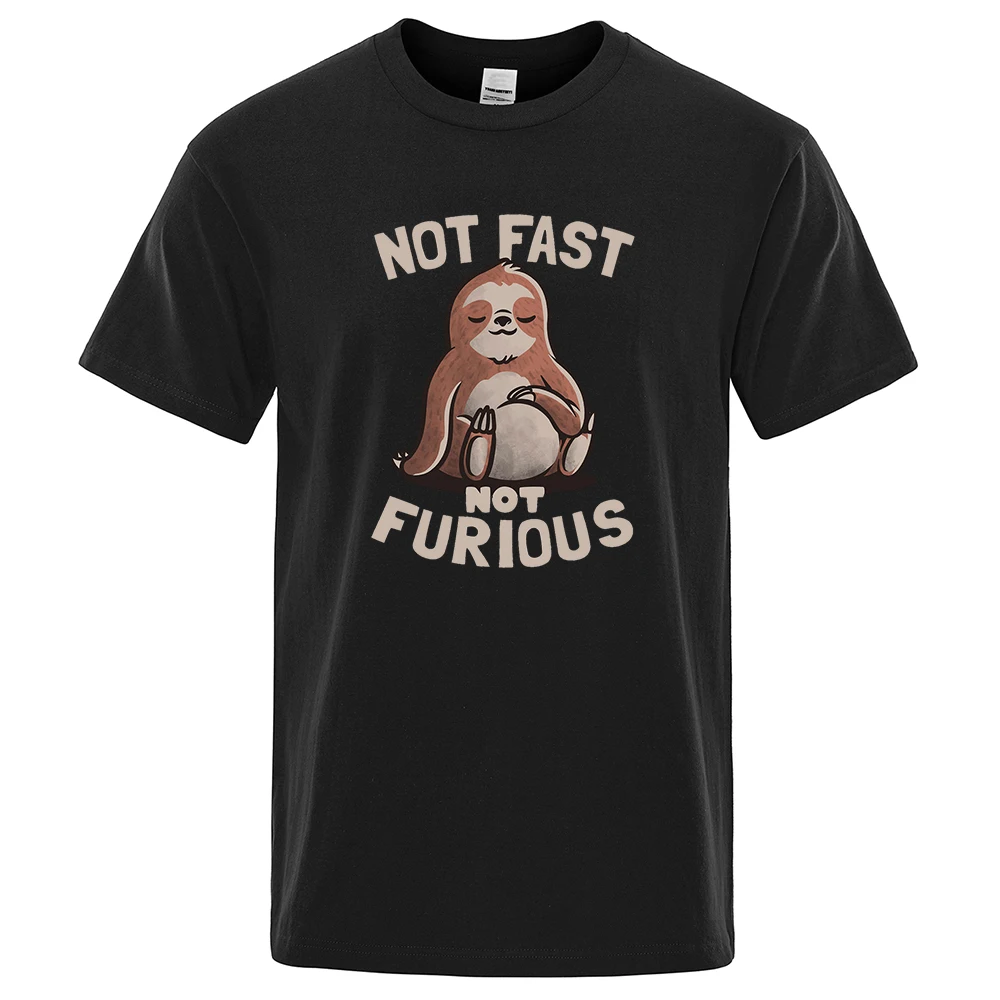 Not Fast Not Furious Kawaii Sloth Print Clothing Men Street Oversized T Shirts Breathable Streetwear Creativity T-Shirt Hot