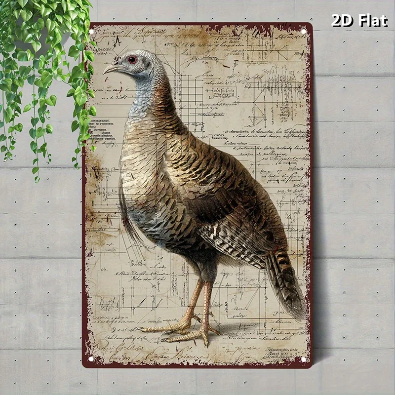 2D Flat - Curious Bird Sign in 2D Flat Design, Unique Decorative Plate, Detailed Diagrams for Wall Art, Vintage Style Poster, Ho