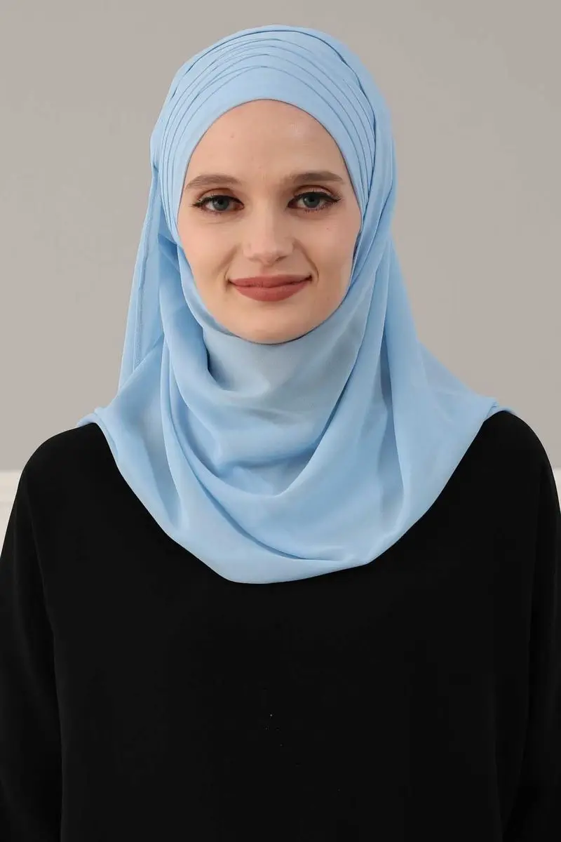 Cross planting practical chiffon shawl baby blue