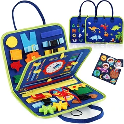 Tablero ocupado de juguetes Montessori, tablero de desarrollo de actividades sensoriales para habilidades motoras finas, tablero de aprendizaje para niños pequeños