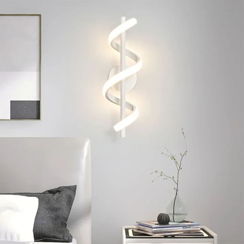 Lâmpada de parede LED para quarto, preto, branco, ouro, luzes decorativas, cabeceira, sala de estar, corredor, escadas, casa, arandelas interiores,