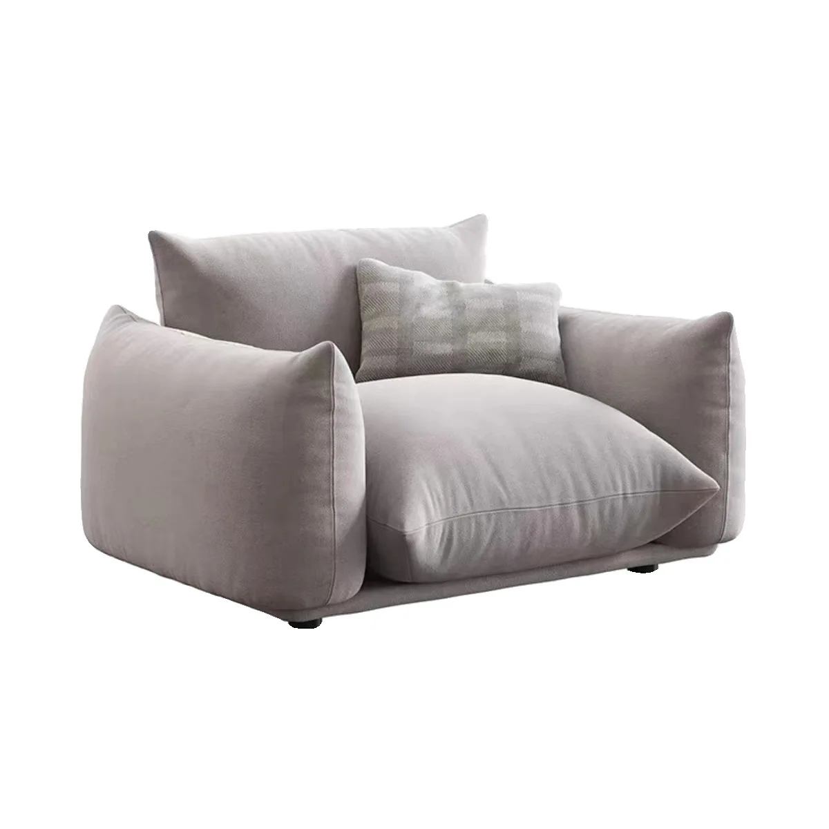 American retro lazy sofa cream wind small apartment living room single straight row white lamb wool fabric sofa