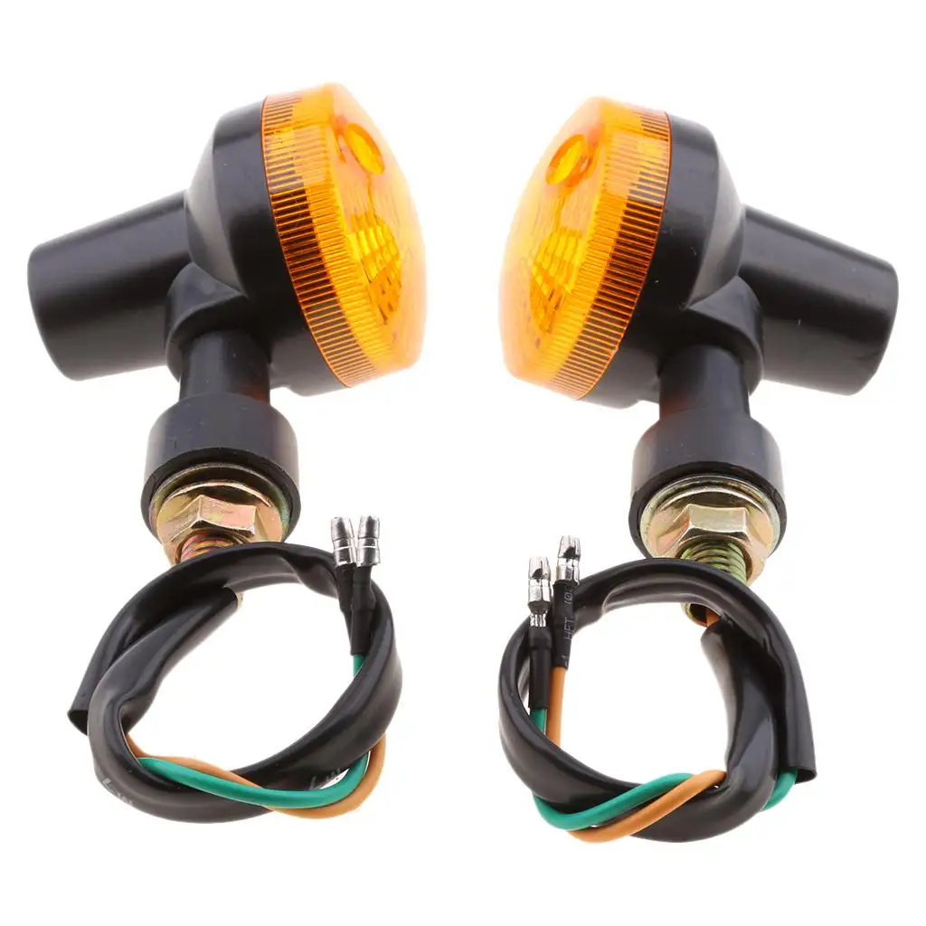 Motorcycle LED Round Turn Signal Light Front and Rear Indicator Amber or Clear Lens Lamp for Custom Bikes