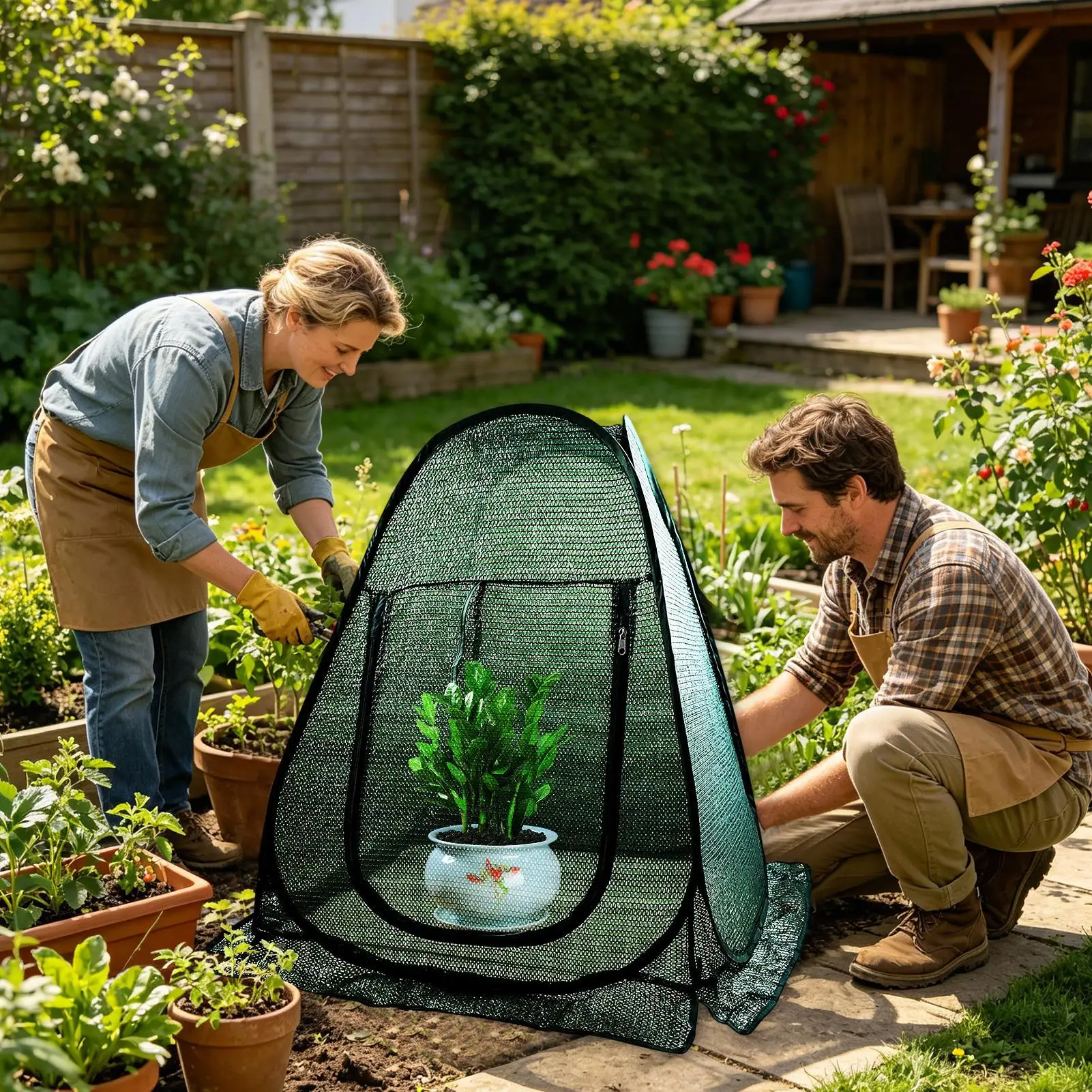 Mesh Plant Cover Zipper Breathable Foldable Mesh 28 X 28 X 32in Garden Plant Sun Shade Cover For Seedlings Vegetables Fruits