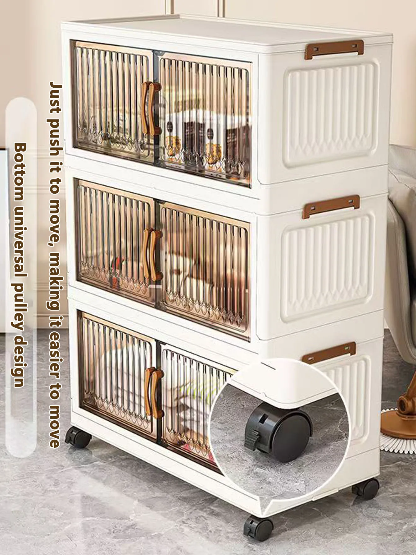 

Heavy Duty Foldable Storage Cabinet with Wheels – Multi-layer Baby Wardrobe & Toy Organizer for Bedroom, Space-Saving for Kids