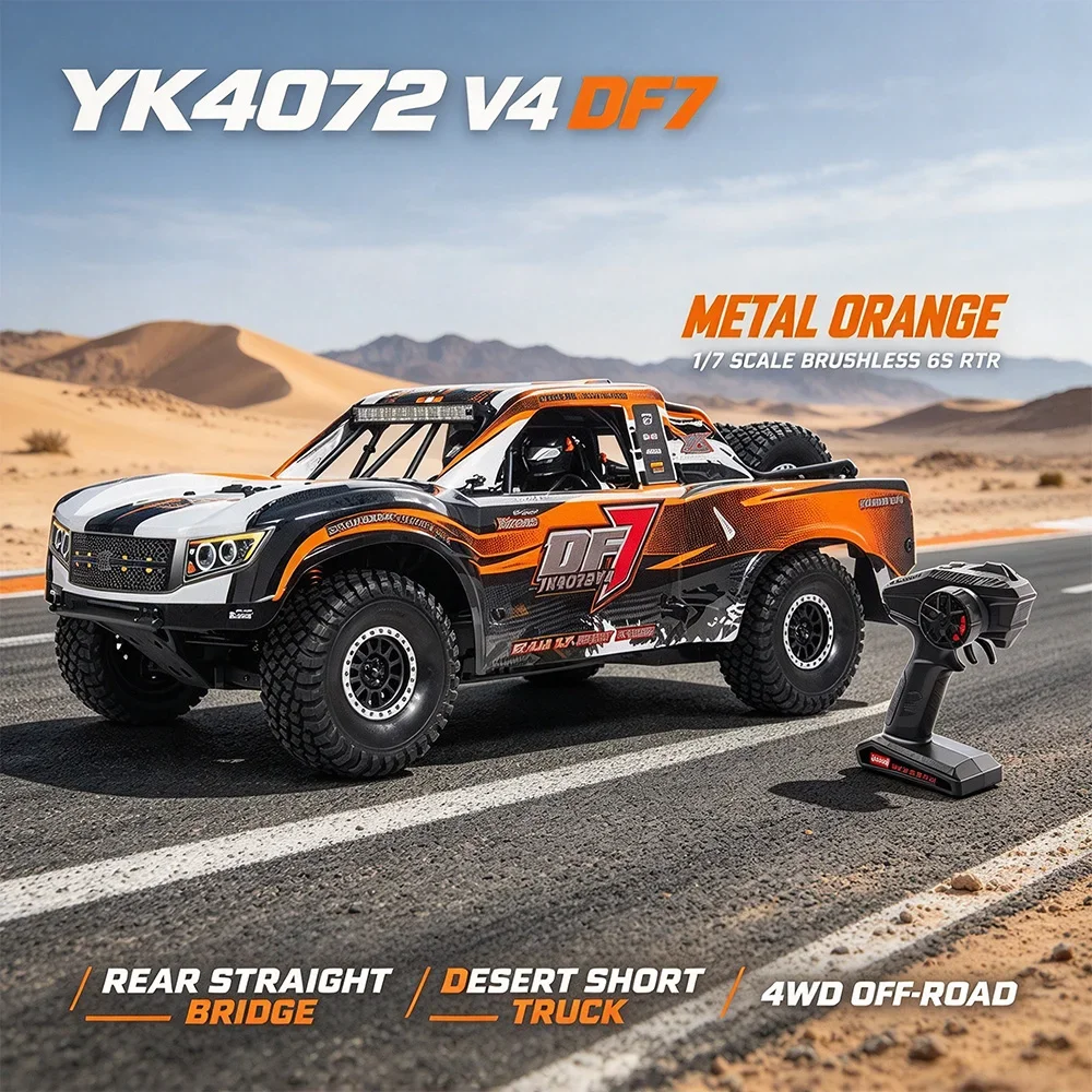 DF7 YK4072 V4 6S Brushless RC Desert Truck 1/7 Scale Electric Off-Road Short Course Truck 14+ Toys