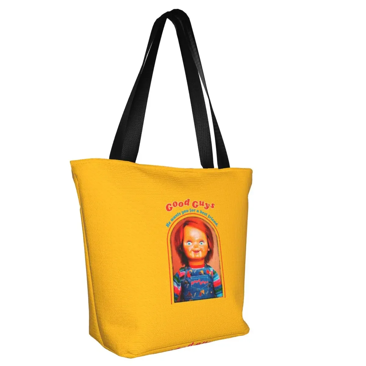 Recycling Chucky Retro Movies Shopping Bag Women Shoulder Canvas Tote Bag Durable Good Guys Child's Play Groceries Shopper Bags