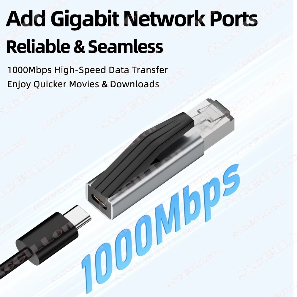 USB C to Ethernet Adapter 1000Mbps Gigabit Type C to RJ45 Network Converter DC Power Connector for MacBook PC Laptop Projector