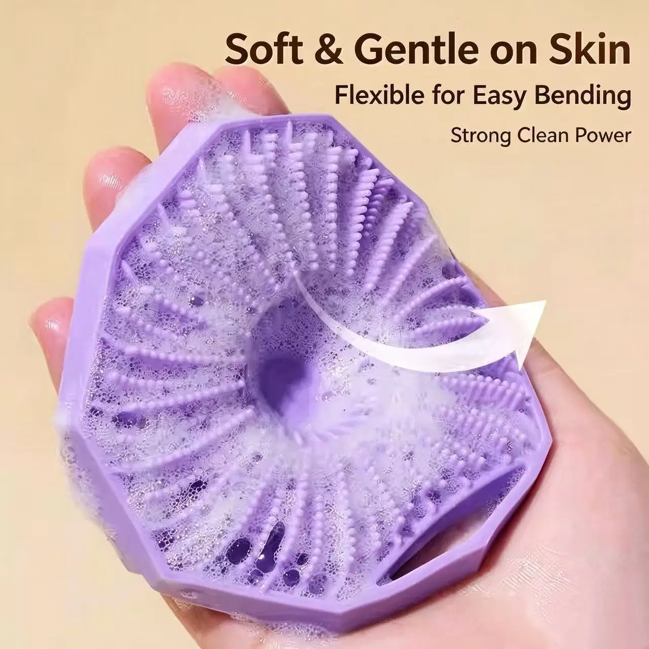 1Pc Silicone Body Scrubber, Soft Exfoliating Shower Bath Brush, Quick Foaming Bath Loofah, Hygienic Body Cleanser for Sensitive