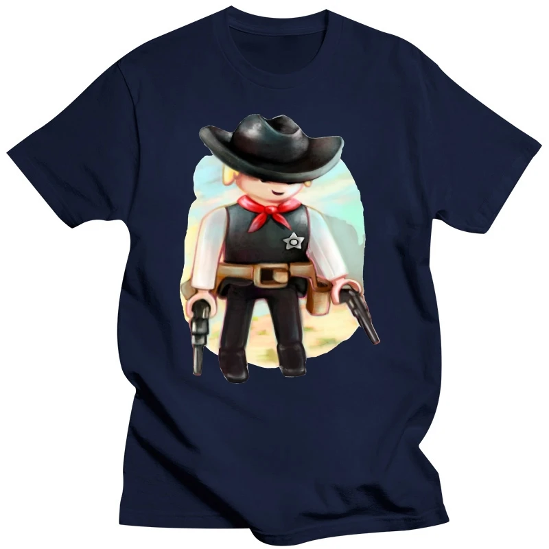 Sheriff T Shirt Sheriff Playmobil T-Shirt 100 Percent Cotton 5x Tee Shirt Fun Graphic Classic Man Short Sleeve Tshirt