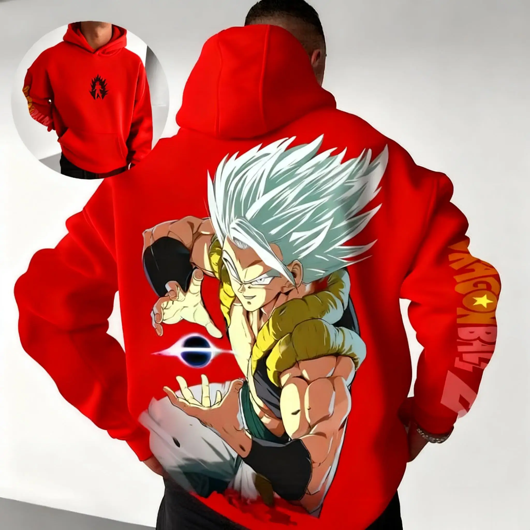 

Винтажная толстовка с капюшоном в стиле аниме Dragon Ball для мужчин и женщин, графический принт, оверсайз, повседневная уличная одежда, пуловер, куртка, осенне-зимний топ