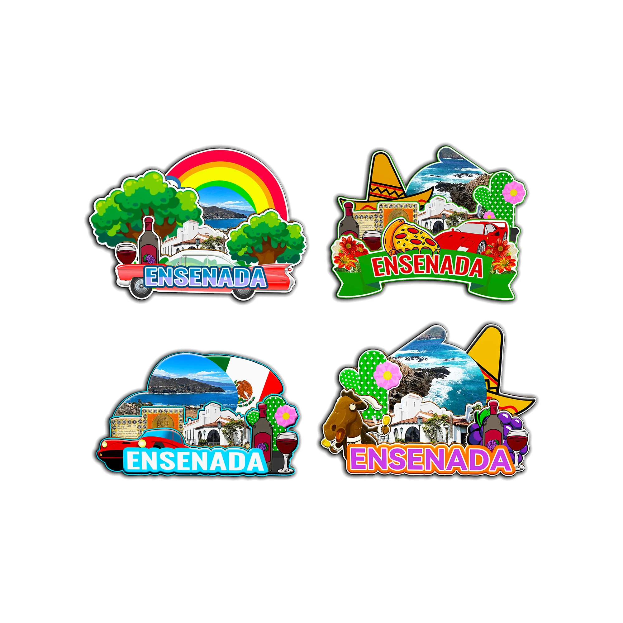 Imanes decorativos para Ensenada, México, ciudad, punto de referencia, viajes, recuerdos únicos, pegatinas de madera 3D para nevera, regalos delicados