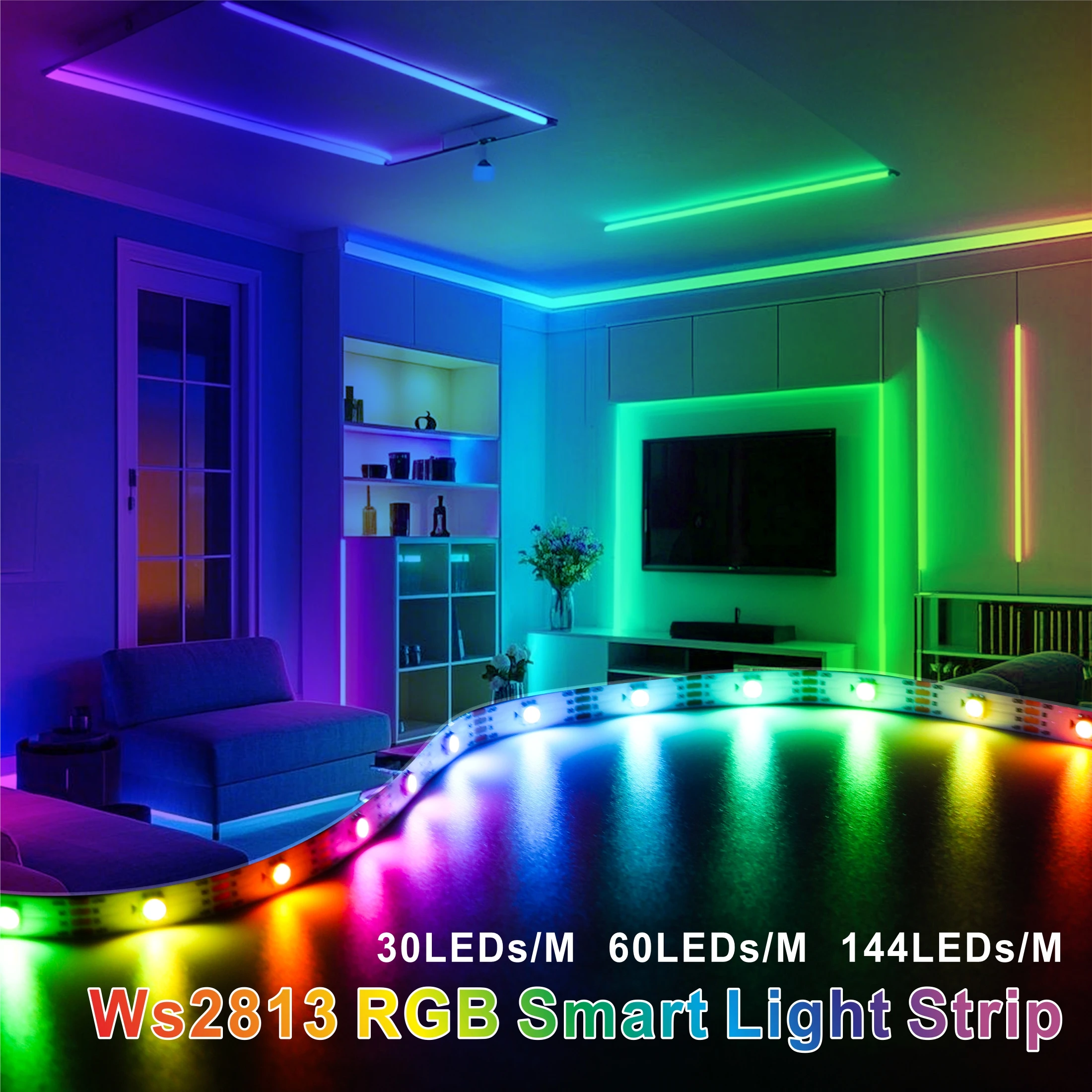 DC5V WS2813 LED-Streifenlicht, Dual-Signal, individuell adressierbar, 30 60 144 LEDs, WS2812B, aktualisierte schwarz-weiße Leiterplatte