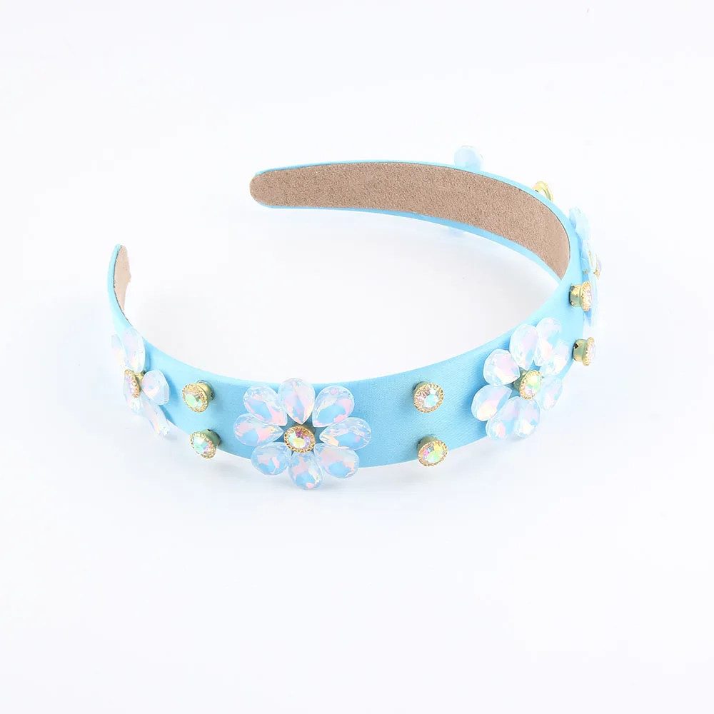 European and American New Fashion Colorful Rhinestone Flower Headband for Women Travel Hair Accessories