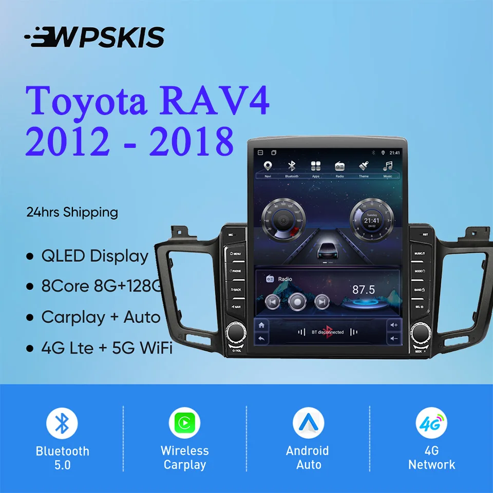 أندرويد 14 8Core 8G + 128G سيارة Autoradio لتويوتا Rav4 2012 - 2018 السيارات نظام تحديد المواقع والملاحة رصد رئيس وحدة مسجل شرائط Carplay