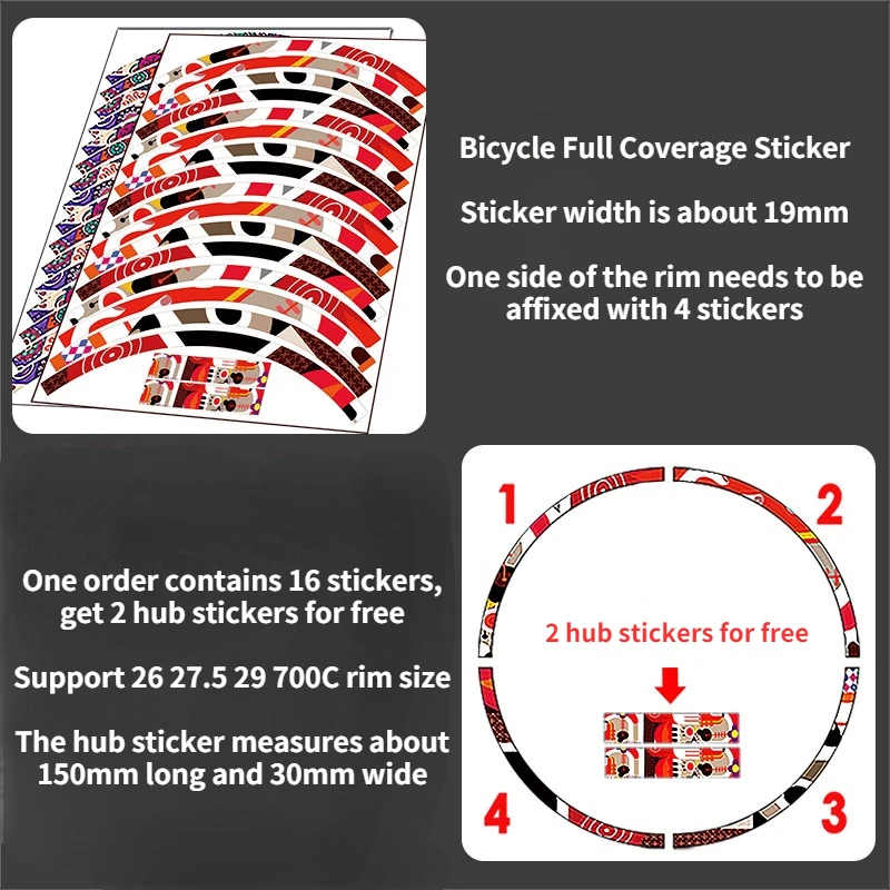 MTB Rim Stickers Road Bike Wheel Set Decal Cycling Waterproof Decoration Film 26\