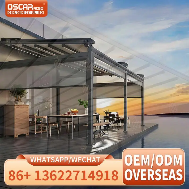 

Roll Out Portable Sun Canvas Aluminium Patio Rain Shade for Beach Balcony Waterproof Single Door Pergola Retractable Canopy Per