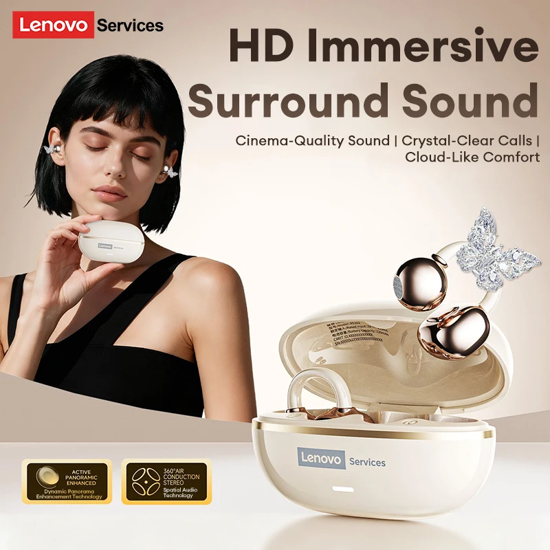 

Choice Lenovo RS102 OWS Bluetooth V6.0 Headphones Immersive Surround Sound Wireless Headset HD Voice Noise Reduction Earphones