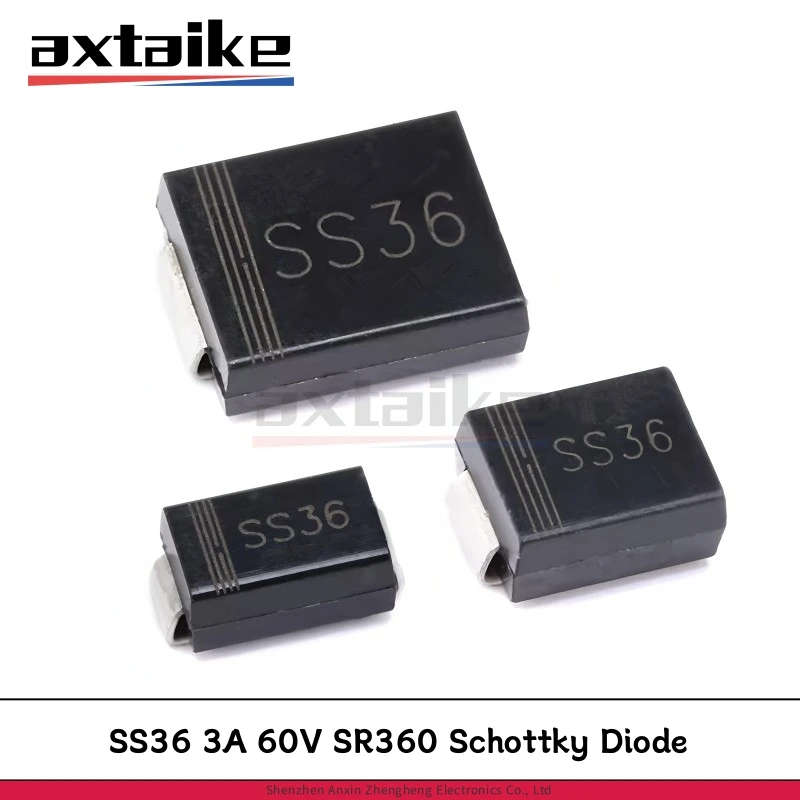 

50PCS SS36 3A 60V SR360 SMA SMB SMC DO-214AA/AB/AC SS36-E3/57T S6 SMD Surface Mount Schottky Barrier Rectifier Diode