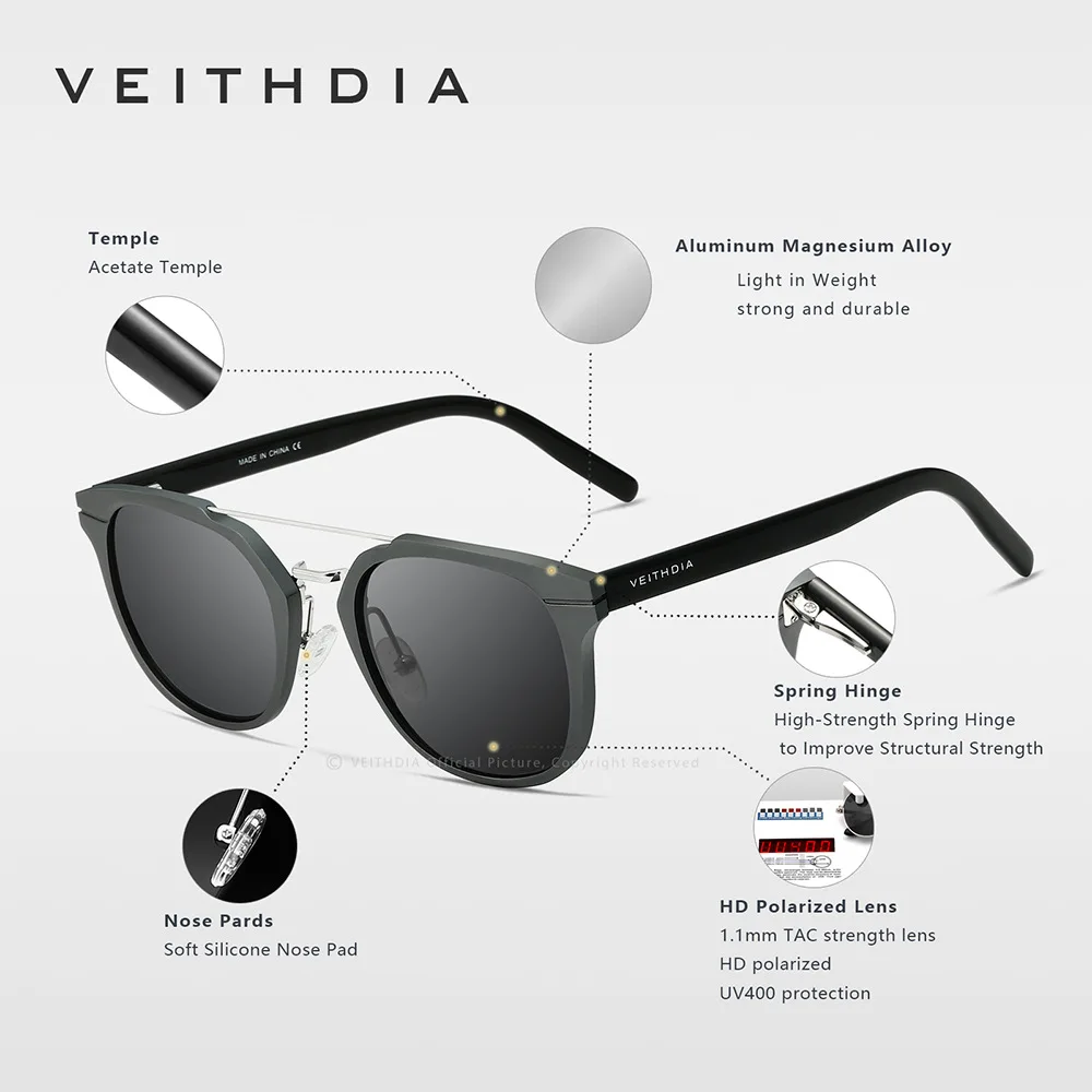 VEITHDIA نظارات واقية مستقطبة مقاومة للأشعة فوق البنفسجية إطار من الألومنيوم والمغنيسيوم نظارات شمسية رياضية خارجية للرجال والنساء FH06392 #5