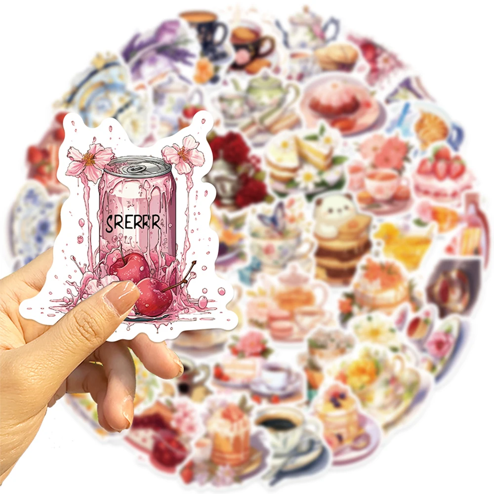 

10/30/50pcs Cute Cartoon Afternoon Tea Stickers Cake Dessert Drink Decal DIY Water Bottle Fridge Phone Creative Graffiti Sticker
