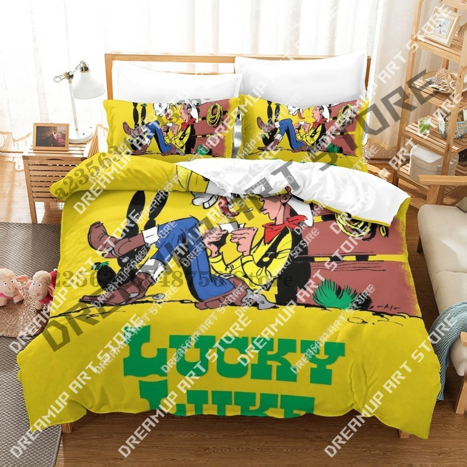 3D Print Lucky Luke Bedding Set Single Twin Full Queen King Size Bed Set Aldult Kid Bedroom Duvetcover Sets 3D Print Anime Bed