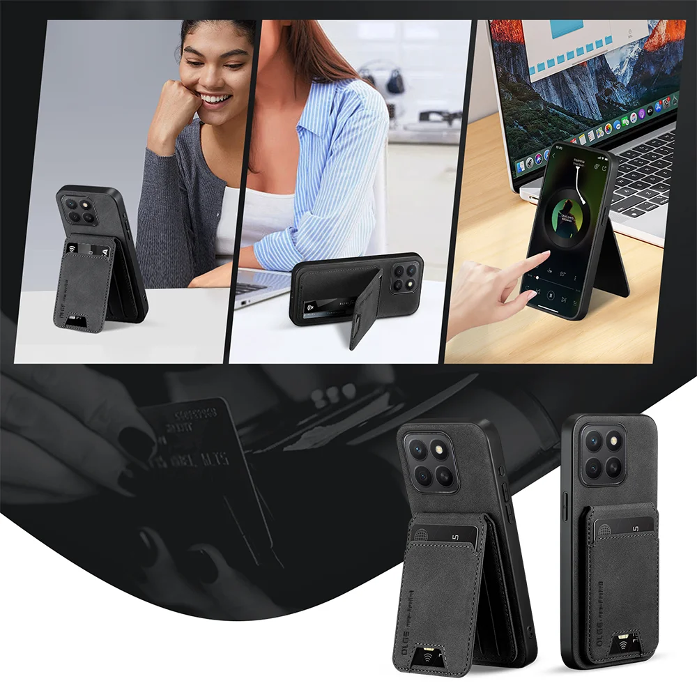 Phone Case For Honor X7B X7C X7D X8C X8B Solid Color Leather Wallet Card Slot Bracket view 6
