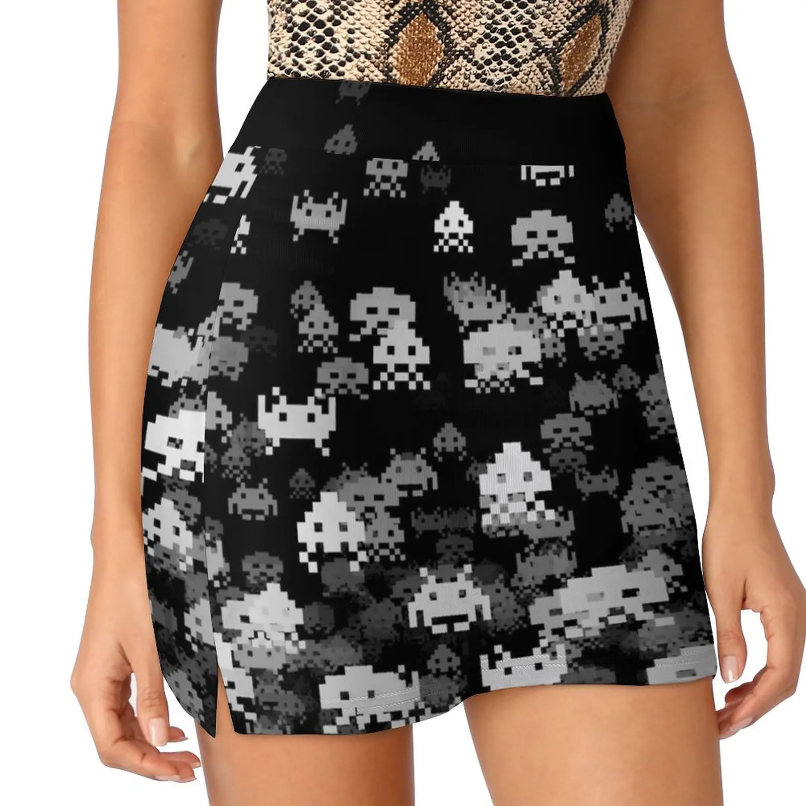 Invaded Black Women's skirt Mini Skirts A Line Skirt With Hide Pocket Ideas Teen Boys Girls Men Women Kids Gamer Gamers Gaming