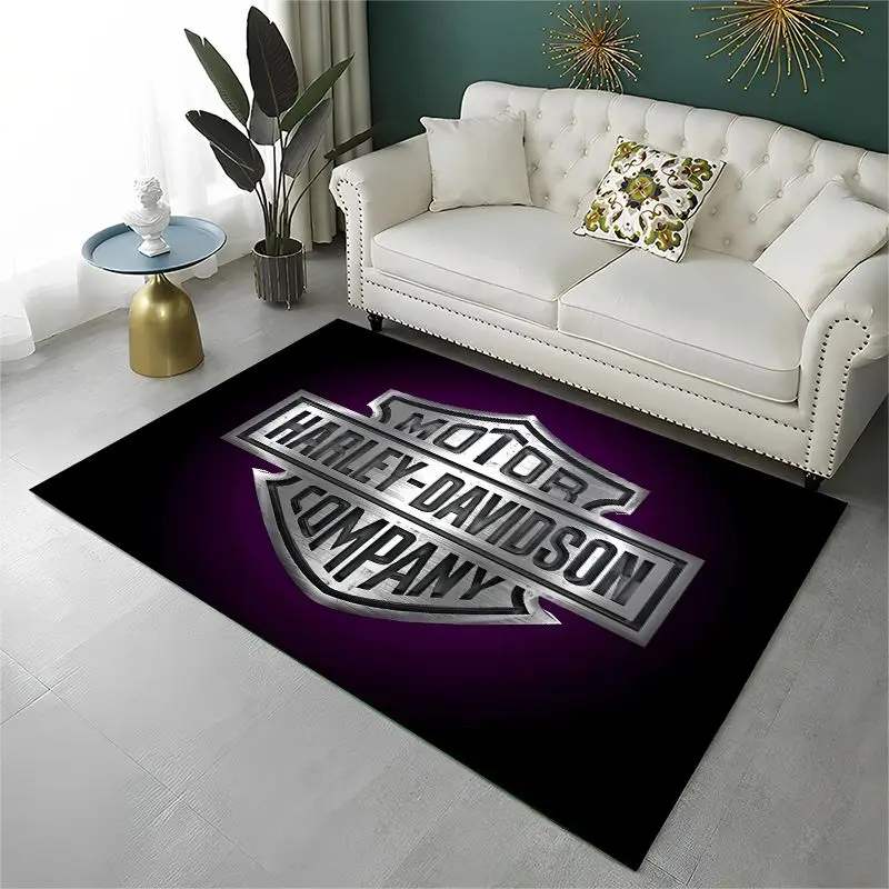 Retro H-Harleys Racing Moto Non-Slip Area Rug for Living Room,Bedroom,Playroom,Soft Carpet Floor Mat Home Decor Rug Kids Room view 2