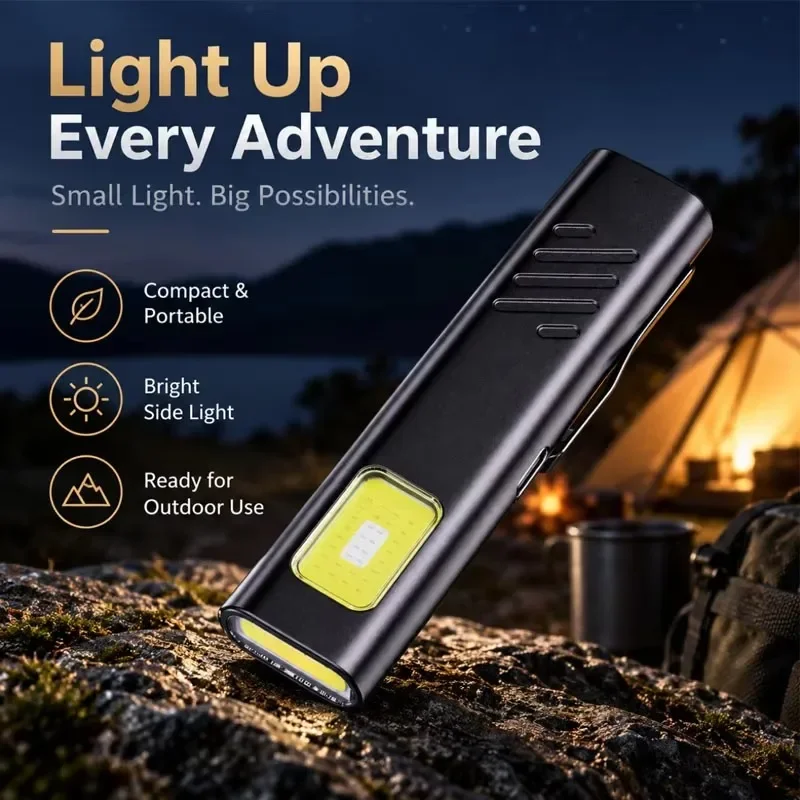 Mini EDC Flashlight  Ultra Bright Torch  Charging 5 Lighting Modes Magnetic Suction Warning Strobe Light With Pen Clip Pocket