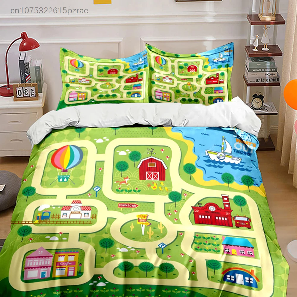 Kids Playmat Adventure Set Multiple Sizes kid's And adults' Bedroom Exquisite 3PC Bedding set, Gift