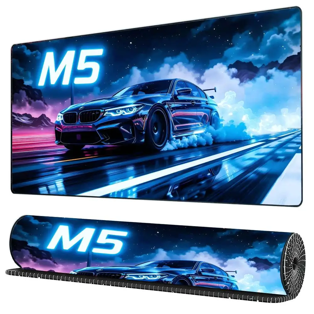 Alas Mouse Mobil Sport Bergaya, Alas Meja Komputer Kantor Besar untuk Game, Alas Keyboard Gaming Anti-selip Karet XXL, Alas Meja Panjang