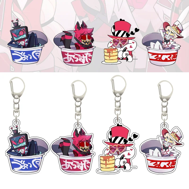 

Q Version Adorable Anime Character Acrylic Keychain for Hazbin Hotel Valentino Backpack Pendant Decoration Collection Gift Toy