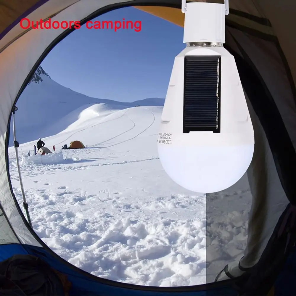 Flicker-Free Rechargeable LED Bulb 7W Solar Charging Solar LED Camping Light Portable 12W Rechargeable Emergency Light