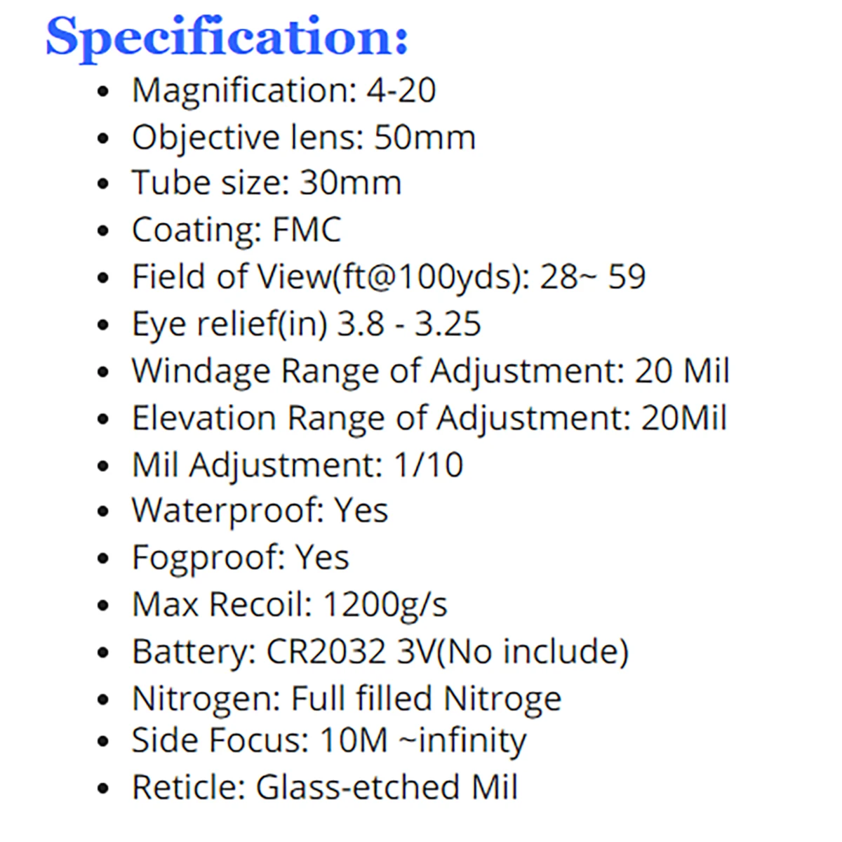 Imagem -06 - Skwoptics-âmbito Óptica de Longo Alcance Ffp-mil-b Primeiro Avião Focal Heavy Duty Caça 420x50