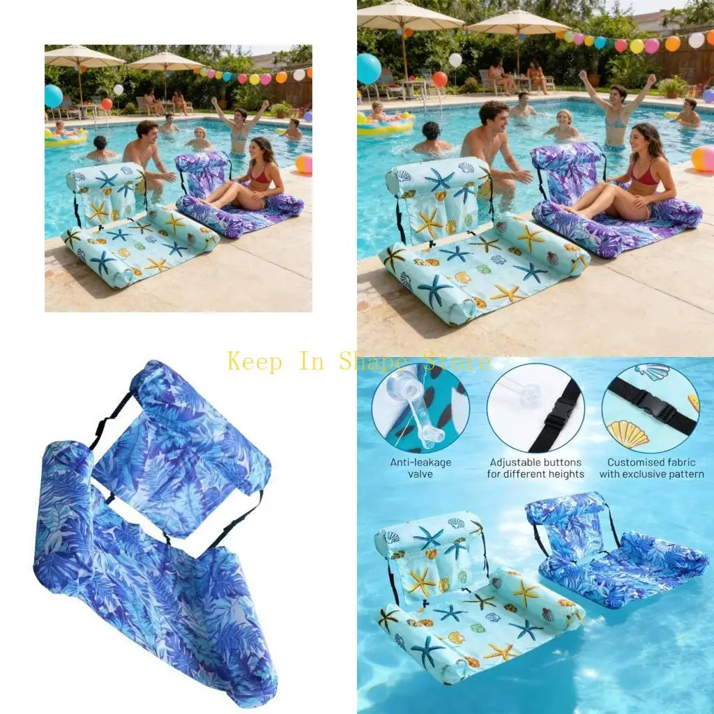 

U1JC High Capacity Floating Chair Lake Relaxation Pad Includes Hand For Easy Setups At Any Water Location