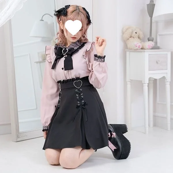 Women's niche design Japanese-style half skirt new high-waisted height-enhancing girlish style drawstring