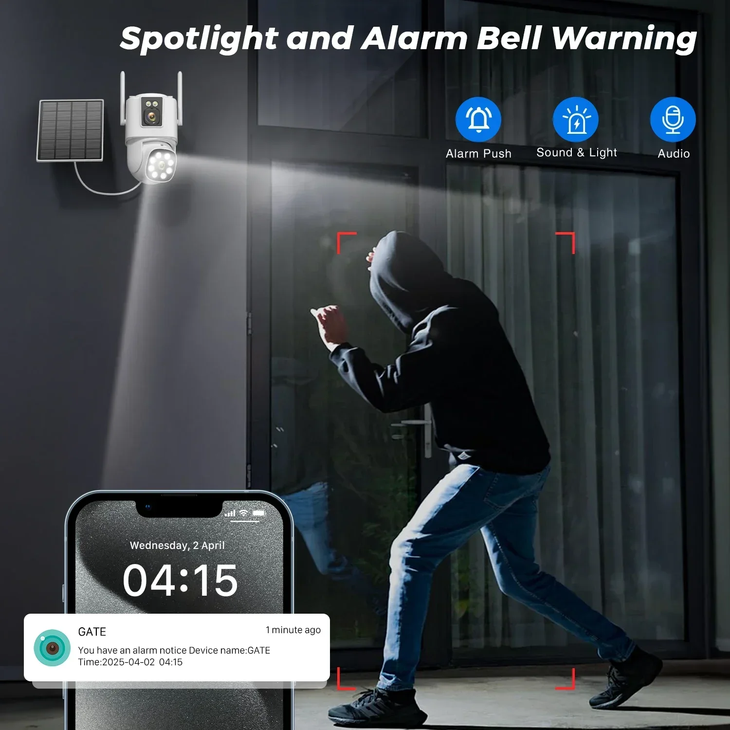 كاميرا واي فاي 8MP 4K تعمل بالطاقة الشمسية في الهواء الطلق AOV 24/7 تسجيل فيديو كاميرا مراقبة لاسلكية بطارية مدمجة للرؤية الليلية ICSEE IP CAM