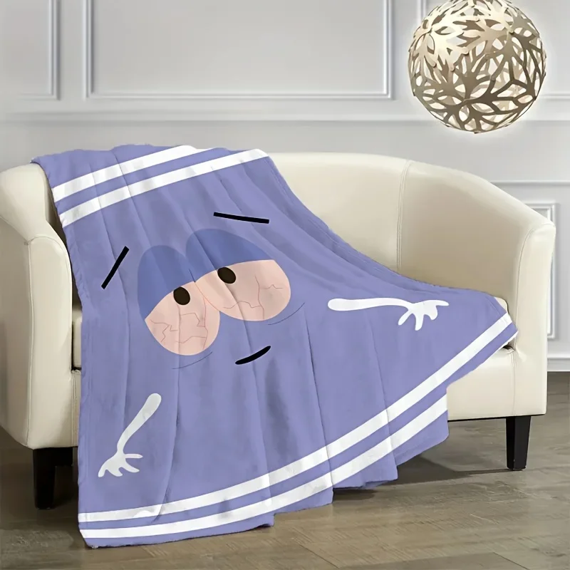 Glam Style Cartoon Print Flannel Throw - Ultra-Soft, All-Season, Tear Resistant, Perfect for Sofa, Bed, Office Nap - Ideal Gift