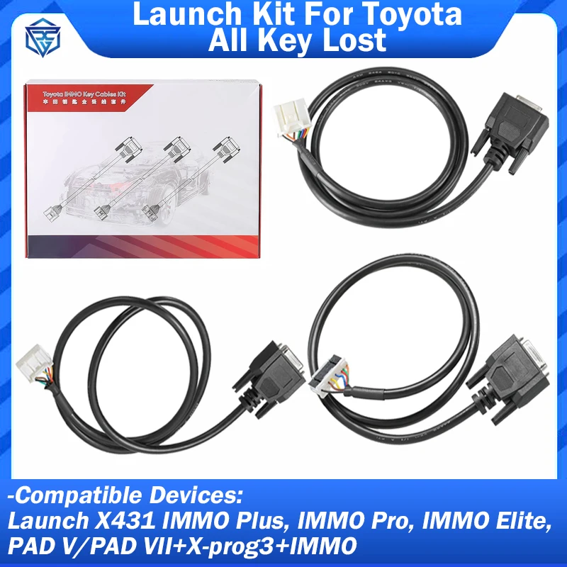 

Launch Toyota Cable For Toyota All Key Lost CH-01 H Non-Smart Key CH-02 24pin CH-03 27pin for IMMO Fit IMMO PLUS IMMO Pro More