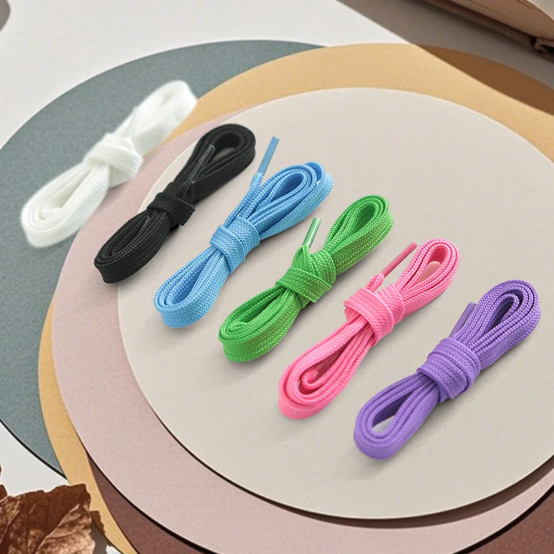 أربطة أحذية مسطحة جديدة ملونة من البوليستر للرجال والنساء أحذية رياضية قماشية أحذية بيضاء أربطة أحذية رياضية وترفيهية إبداعية #4