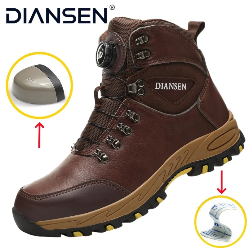 Men's Waterproof Safety Work Boots High Top Steel Toe Anti-Smash, Slip Resistant Anti-Puncture Indestructible Outdoor Men Boots