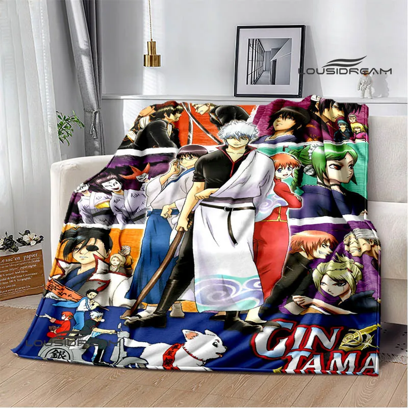 GINTAMA Cartoon Printed blankets Picnic blanket Warm Flannel blankets Home bed linings blankets for beds Birthday Gift