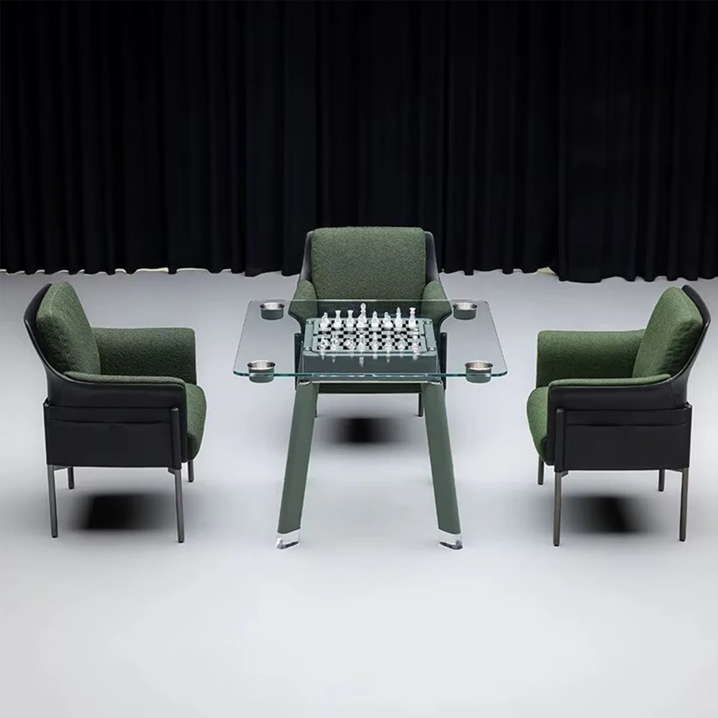 Italian light luxury tempered glass chess and card table villa designer egg table modern leisure and entertainment bucket table