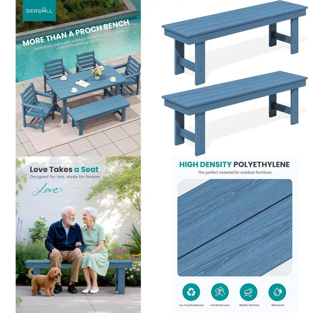 

SERWALL 2-Person Outdoor Bench Backl, HDPE Outdoor Benches Weatherproo, 700 Lbs Weight acity, Poly Lumber Patio urniture or Gard