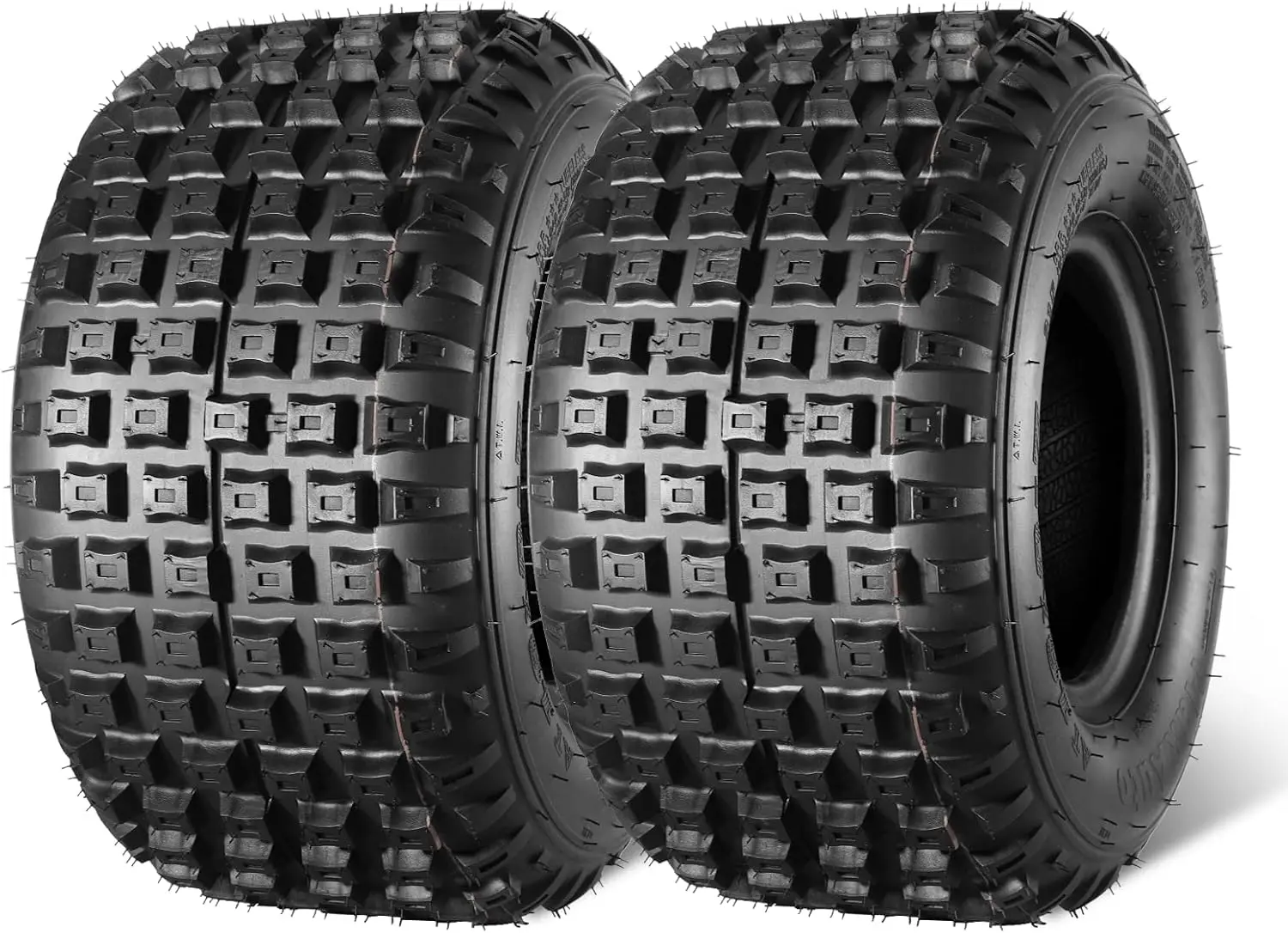 

16x8-7 ATV Tires, for Go Karts Knobby and Beach Buggy,with 7-inch Thickened Version, Block Pattern, 4Ply Tubeless, Set of 2