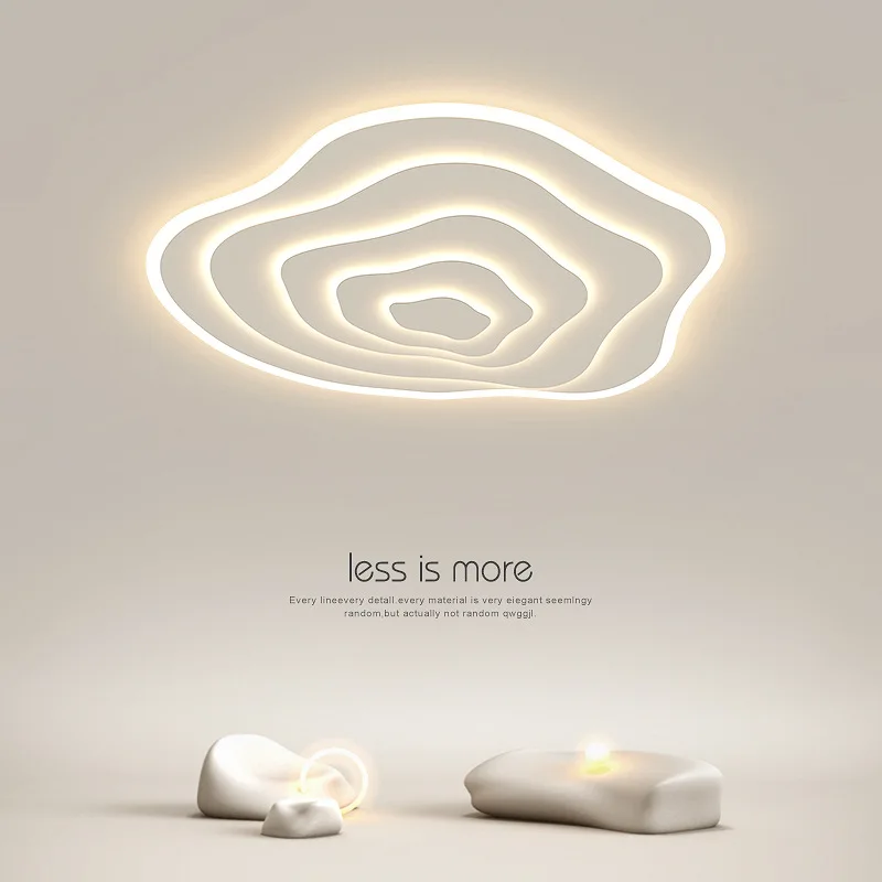 

Nordic Modern Ripple Shape Led Ceiling Light Cream Style Acrylic Lamp Fixtures Living Room Bedroom Study Main Illumination Decor
