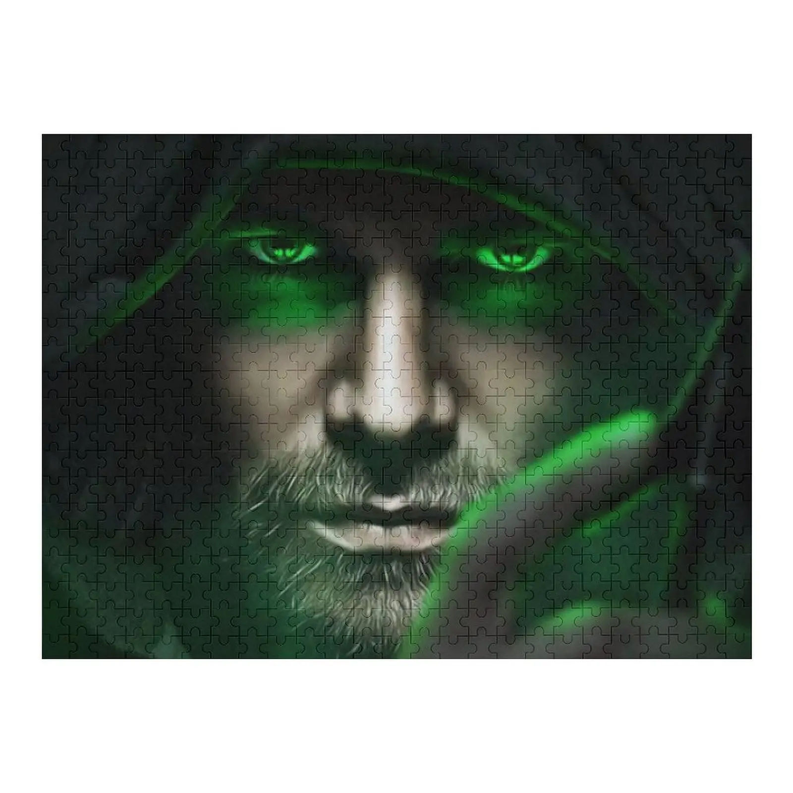

The green arrow spectre glowing eyes comics Jigsaw Puzzle Custom Wood Personalize Puzzle