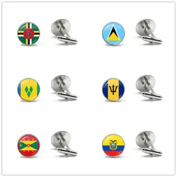 The Commonwealth of Dominica,Saint Lucia,Saint Vincent and the Grenadines,Barbados,Grenada,Ecuador National Flag Glass Cufflinks
